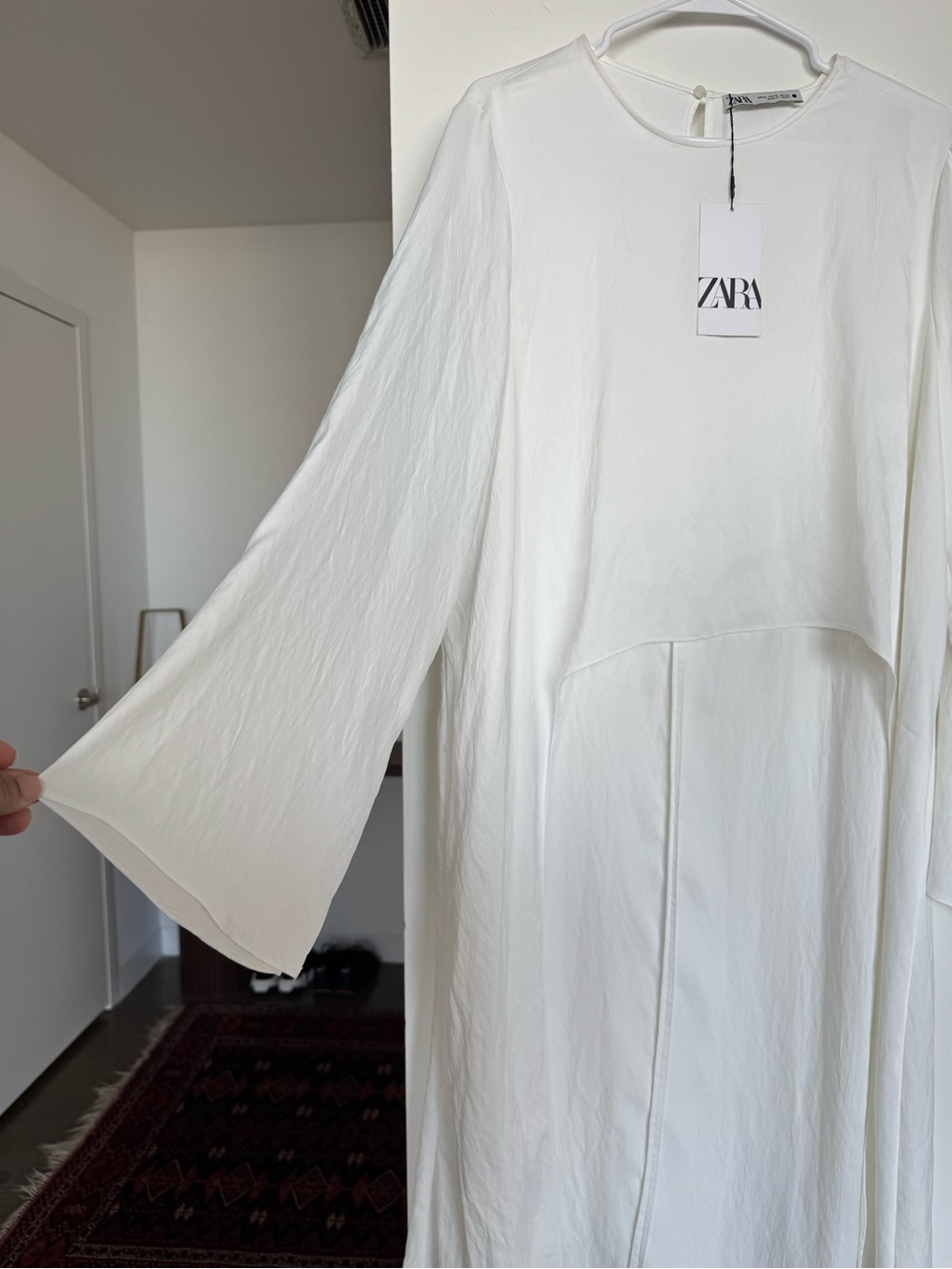 Zara Ecru off White Long Sleeve Tunic Top with Bell Sleeves NWT
